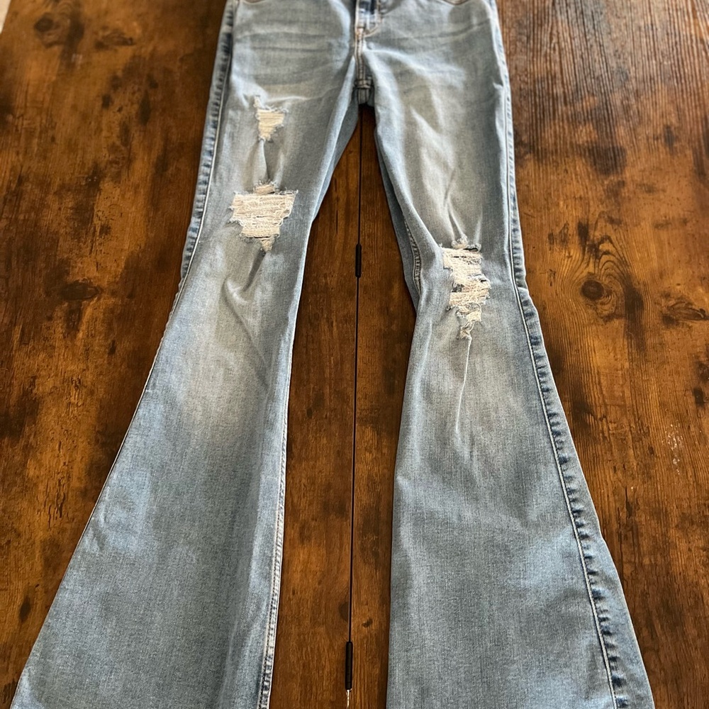 Hollister Blue Flare Distressed Jeans